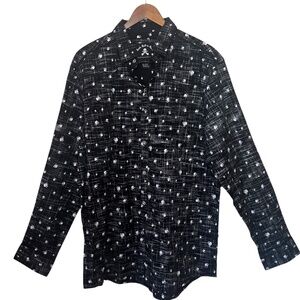 Rock Roll N Soul Black & White Skull Button Up Men's Shirt 2XL